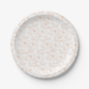 Peach Fuzz Minimalist Trendy Color Flower Pattern Paper Plates