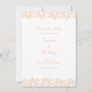 Peach Fuzz minimalist Trendy Flower Pattern Invitation