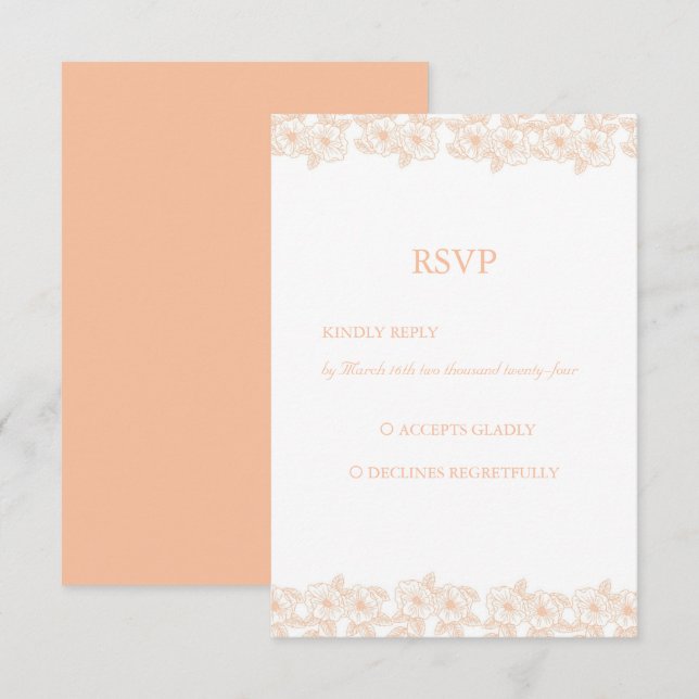 Peach Fuzz minimalist Trendy Flower Pattern RSVP Card (Front/Back)