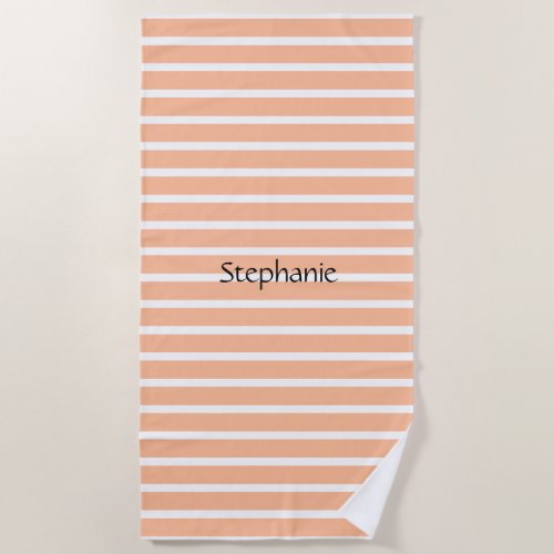 Peach Fuzz Monogram Custom Name Stripes 2024 Beach Towel