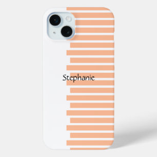 Peach Fuzz Monogram Custom Name Stripes 2024 iPhone 15 Plus Case