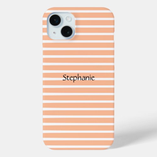 Peach Fuzz Monogram Custom Name Stripes 2024 iPhone 15 Plus Case