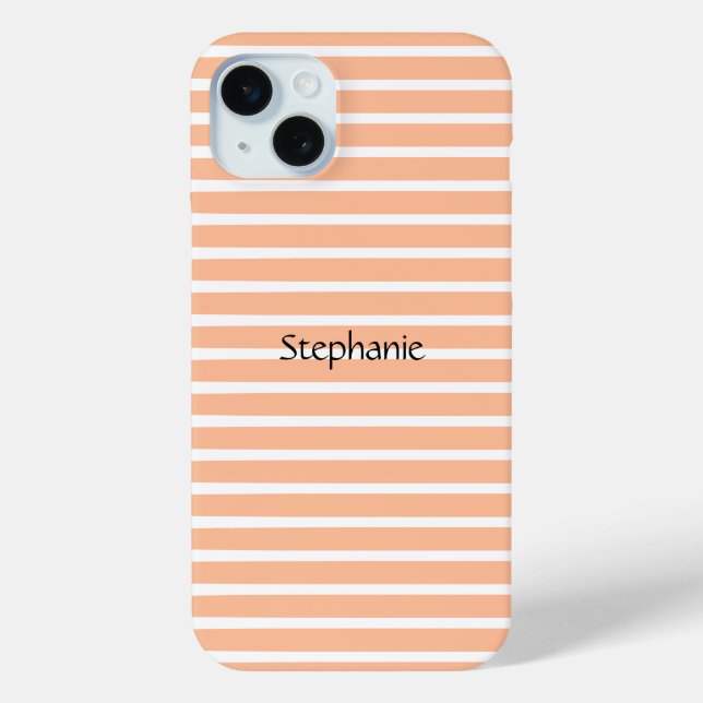 Peach Fuzz Monogram Custom Name Stripes 2024 Case-Mate iPhone Case (Back)