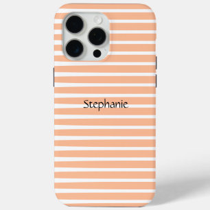 Peach Fuzz Monogram Custom Name Stripes 2024 iPhone 15 Pro Max Case