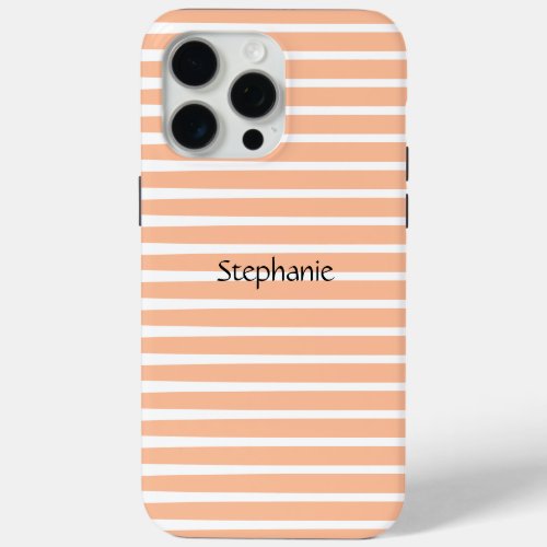 Peach Fuzz Monogram Custom Name Stripes 2024 iPhone 15 Pro Max Case
