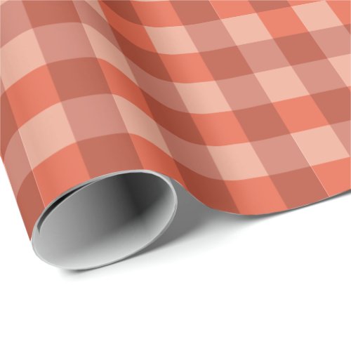 Peach Fuzz Orange Checkerboard Pattern Wrapping Paper
