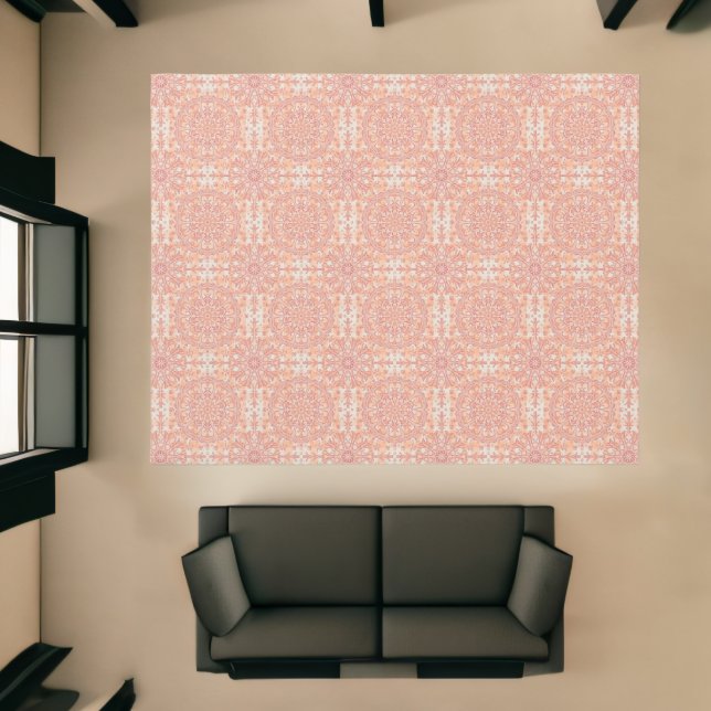 Peach Fuzz Pearl Geometric Mandala Abstract Area Rug (Insitu (Indoor 1))