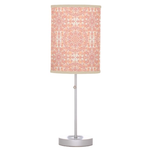 Peach Fuzz Pearl Geometric Mandala Abstract Chic  Table Lamp