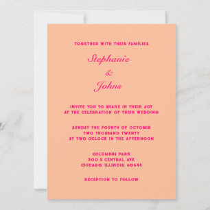 Peach Fuzz Pink Elegant Simple Minimal Wedding Invitation
