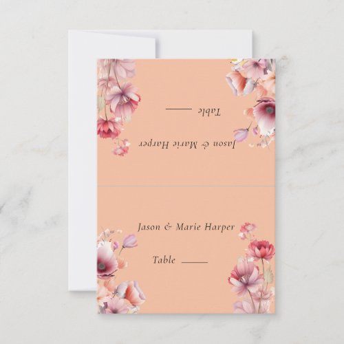 Peach Fuzz Pink Flowers Escort Cards