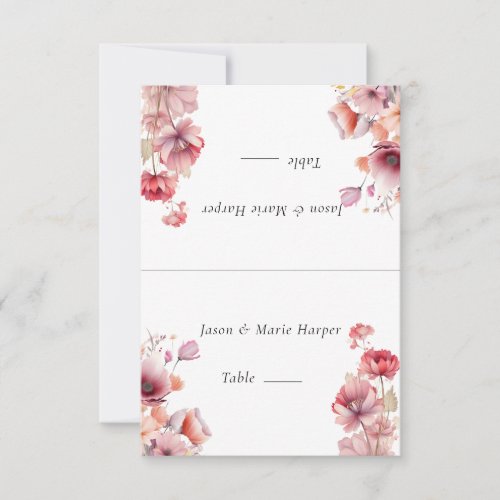 Peach Fuzz Pink Flowers Escort Cards