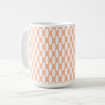 Peach Fuzz Retro Small Oval White Polka Dots Coffee Mug by Omtastic at Zazzle