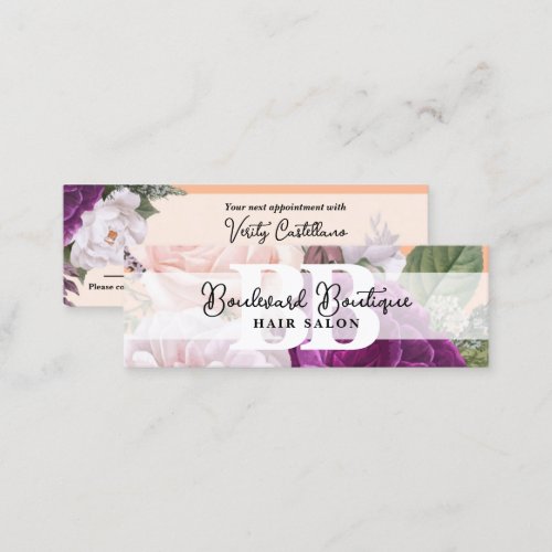 Peach Fuzz Rose Floral Salon Bookmark Appointment Mini Business Card