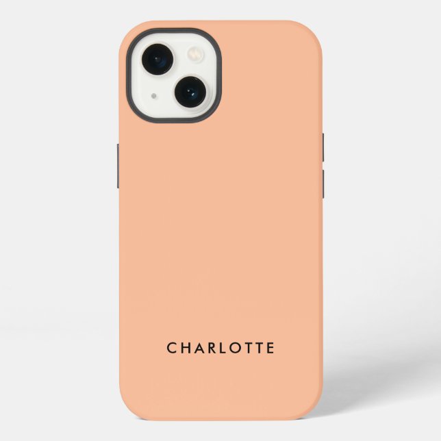 Peach Fuzz Solid Color Name Iphone Case (Back)