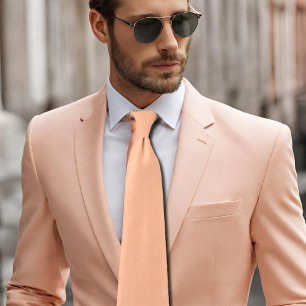 peach fuzz solid color neck tie