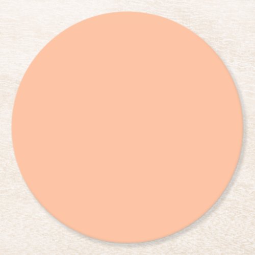 Peach Fuzz Solid Color Round Paper Coaster