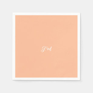 Peach fuzz solid color trendy pastel initials name napkins