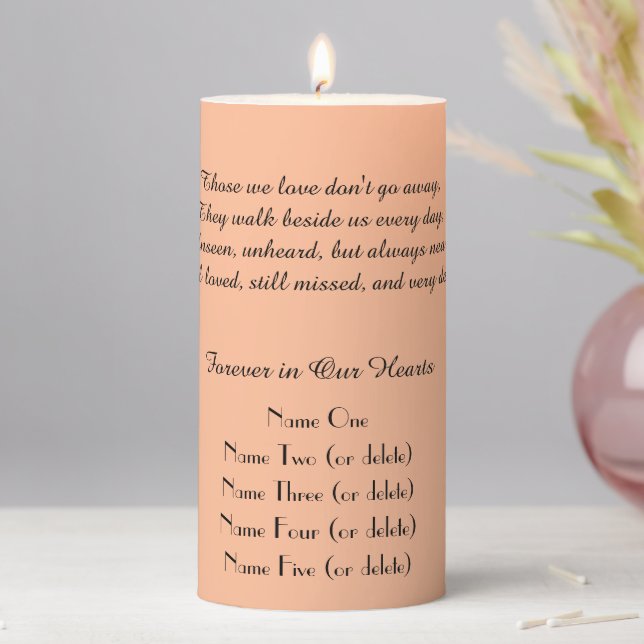 Peach Fuzz Those We Love Memorial  Pillar Candle (In Situ)