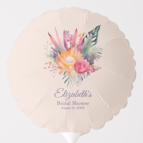 Peach Fuzz Tropical Flowers Bridal Shower Balloon