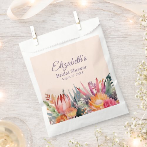 Peach Fuzz Tropical Flowers Bridal Shower Favor Bag