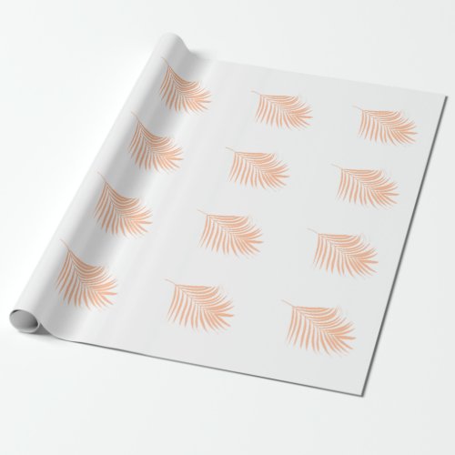 Peach Fuzz Tropical Palm Leaf Patterns Wedding Wrapping Paper
