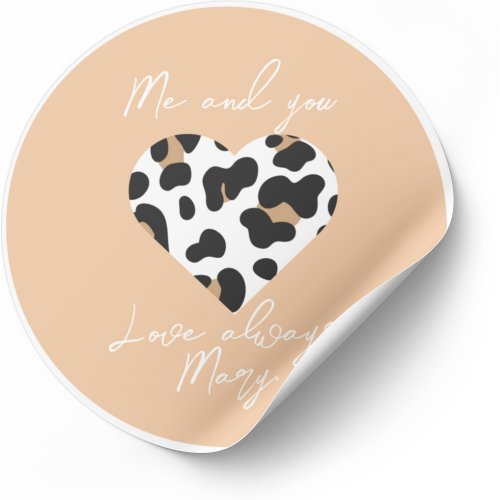 Peach Fuzz Valentines Favor Sticker _ Heart Print