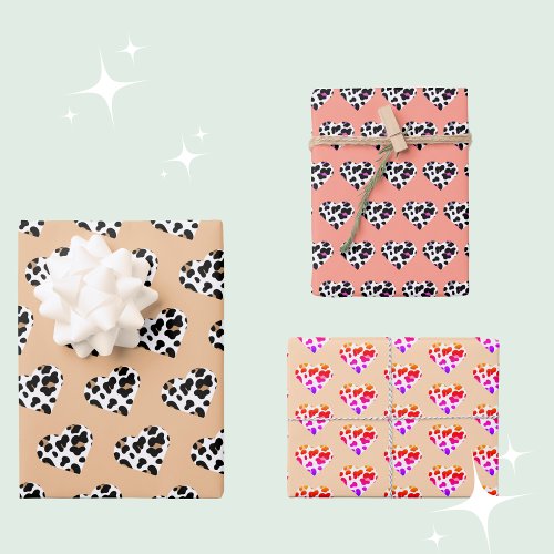 Peach Fuzz Valentines Wrapping Paper Trio