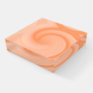 Peach Fuzz Wave Art Glass Paperweight Display