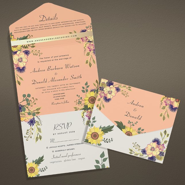 Peach Fuzz Wedding All In One Invitation (Creator Uploaded)