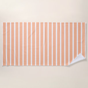 Peach Fuzz White Custom Color Stripes Pattern 2024 Beach Towel