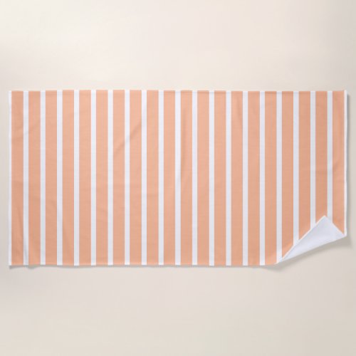 Peach Fuzz White Custom Color Stripes Pattern 2024 Beach Towel