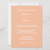 Peach Fuzz White Elegant Simple Minimal Wedding