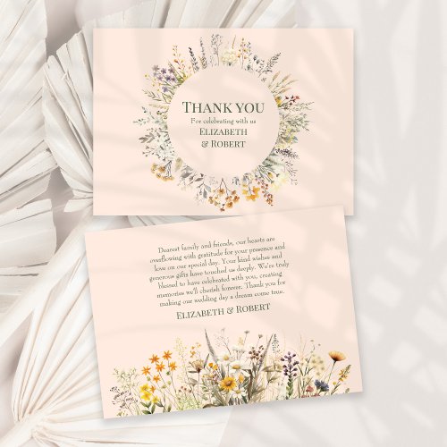 Peach Fuzz Wildflower Meadow Wedding Thank You Card