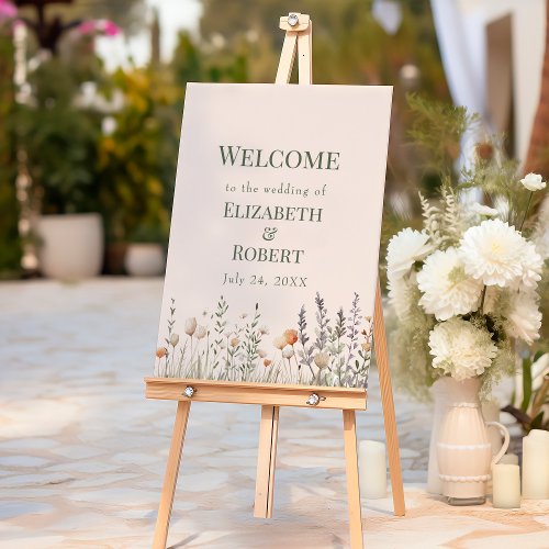 Peach Fuzz Wilflower Meadow Wedding Welcome Foam Board