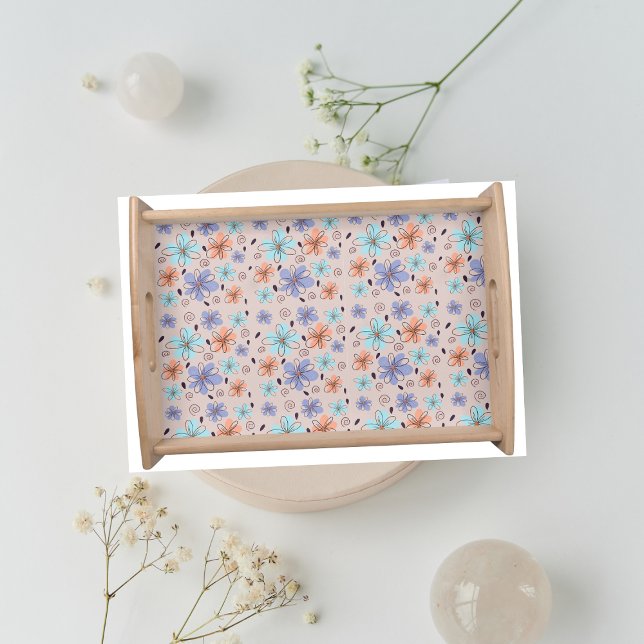 Peach garden floral spring pattern serving tray (Creator Uploaded)