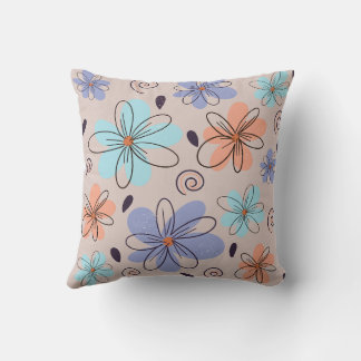 Peach garden floral spring pattern throw pillow