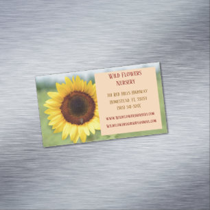 Peach Gardener Landscaper Florist Sunflower Business Card Magnet