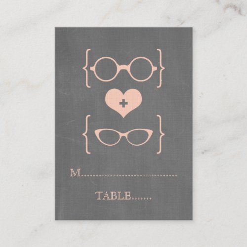 Peach Geeky Glasses Chalkboard Place Cards