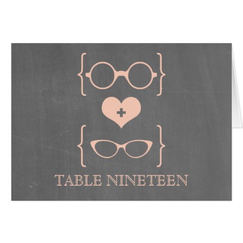 Peach Geeky Glasses Chalkboard Table Number Card