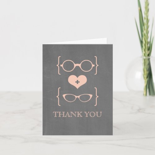 Peach Geeky Glasses Chalkboard Thank You Card