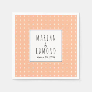Peach geometric typography wedding napkins
