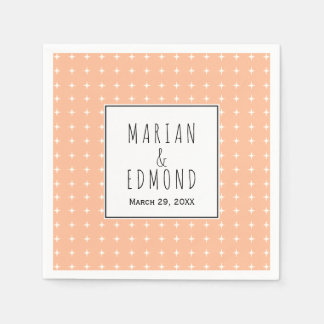 Peach geometric typography wedding napkins