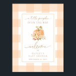 Peach Gingham A Little Pumpkin Baby Shower Welcome Poster<br><div class="desc">This baby shower welcome sign features timeless gingham with a soft watercolour pumpkin and fall floral design. The script heading is an image that cannot be edited. All of the other text is fully editable. For more advanced customization of this design, simply select the "Customize It" button above.</div>