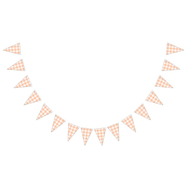 Peach Gingham Country Wedding Bunting Flags (All)