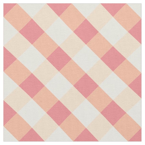Peach Gingham Fabric Zazzle