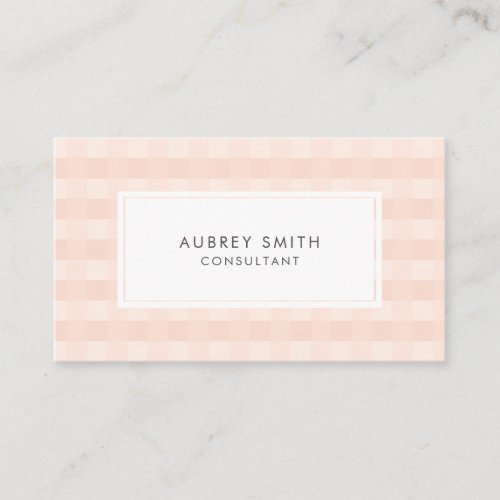 Peach Gingham Pattern Professional Business Card