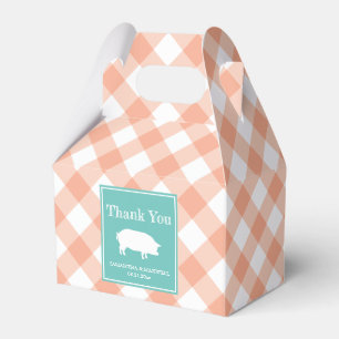 Peach Gingham Pig Roast Favor Box
