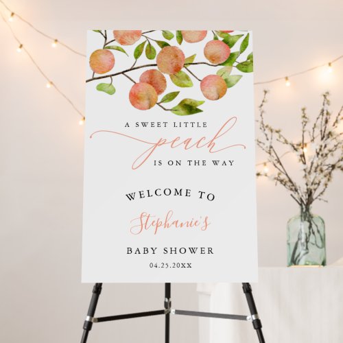 Peach Girl Baby Shower Welcome Sign