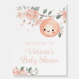 Peach Girl Baby Shower Welcome Sign