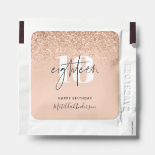 Peach girly modern glitter chic 18 birthday  hand sanitizer packet
